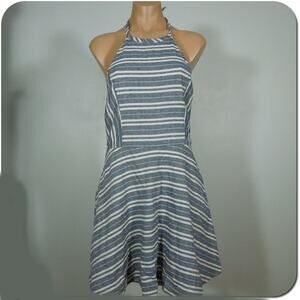 ONE CLOTHING Sun Dress M MEDIUM Los Angeles Womens Halter Blue White Striped